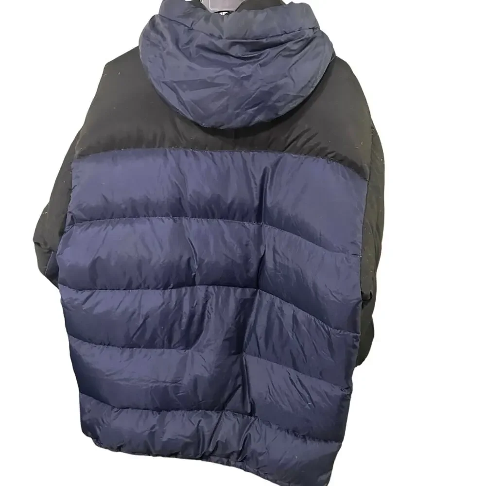 First Down Puffer heavy duty coat Vintage Black&Blue Mens LG Duck Down  3.5lb